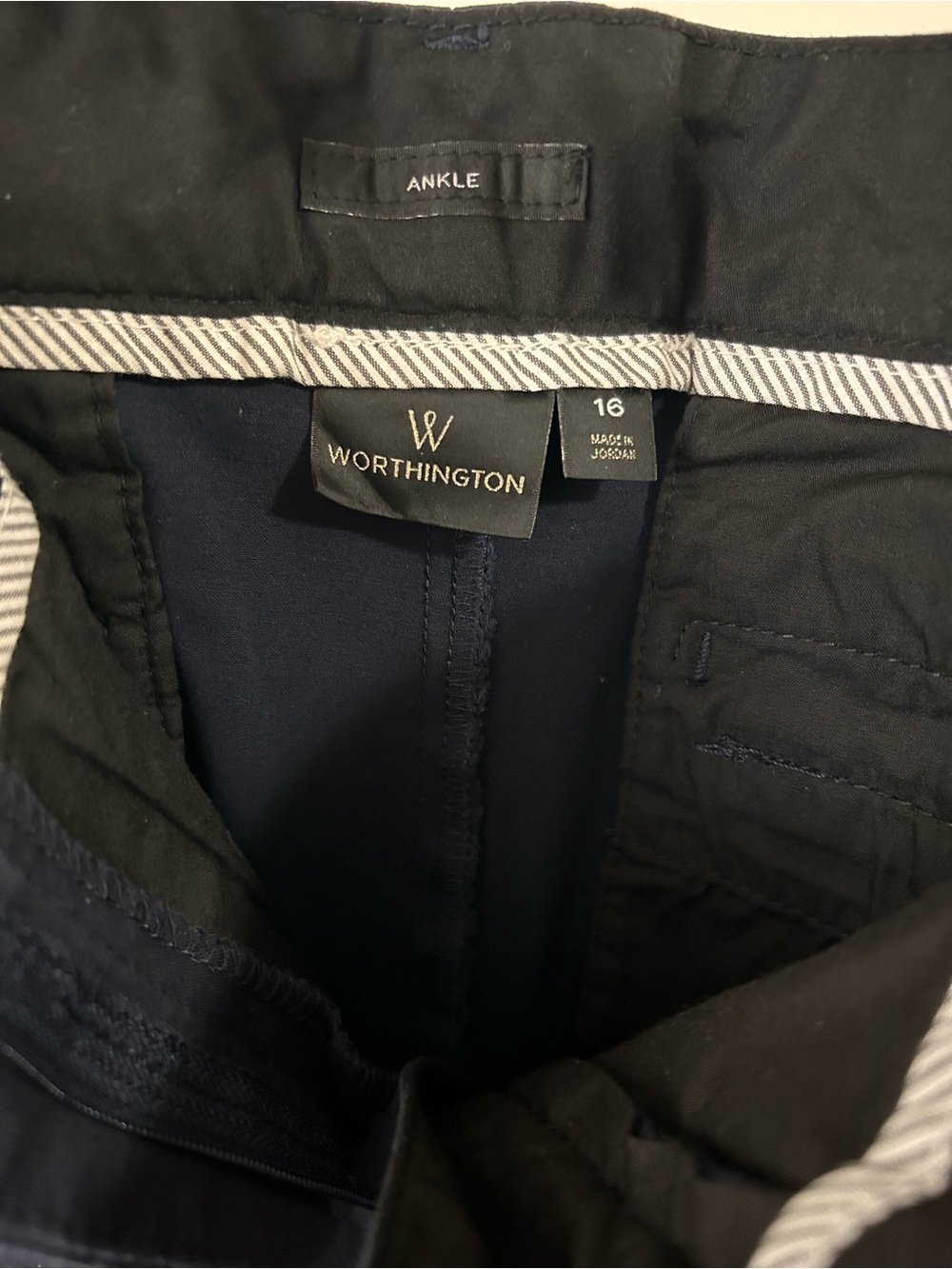 Worthington Dark Navy Ankle-Length Straight Pants - Picture 3 of 9